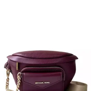 Michael Kors Black Belt Bag – With Chain Detail & Front Pouch