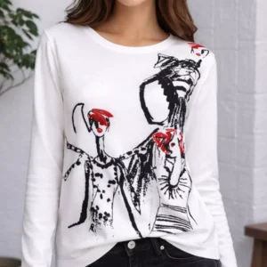 KARL Lagerfeld Paris knit sweater that features a more artistic and abstract design compared