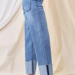 DKNY Boyfriend Straight-Leg Jeans – Folded Hem