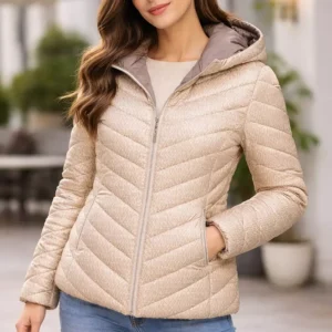 reversible printed nylon packable puffer jacket by Michael Kors
