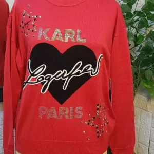 KARL Lagerfeld Paris knit sweater that features a more artistic and abstract design compared