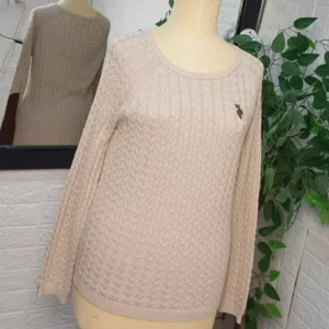 Pullover U.S. POLO ASSN Cable-Knit pattern beige/tan
