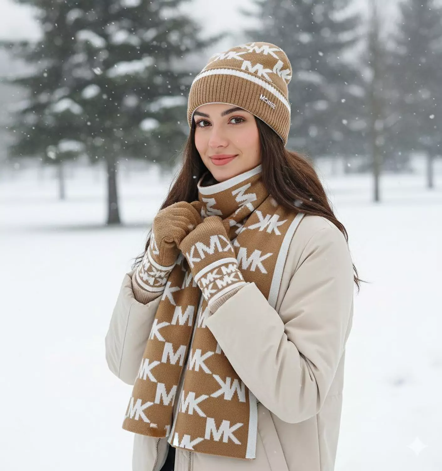 Michael Kors A beanie hat and matching gloves