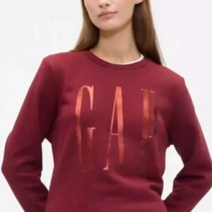 GAP Women’s Metallic  Logo  Sweatshirt  burgundy