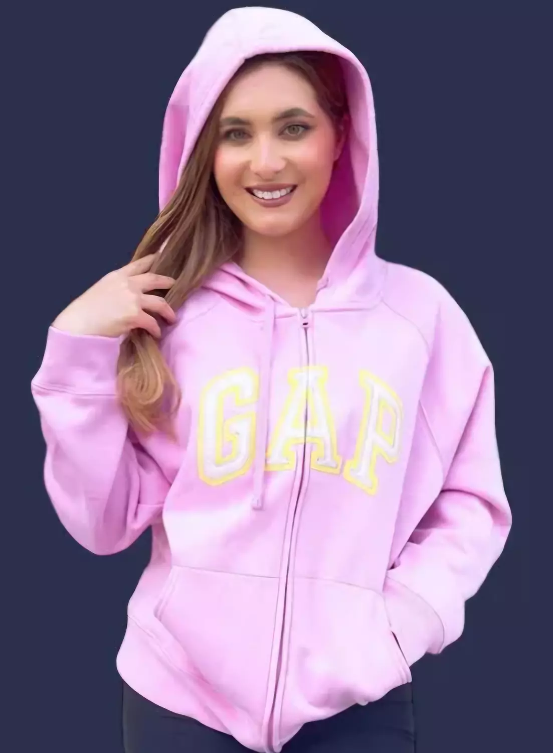 GAP Arch logo Zip Hoodie light pink
