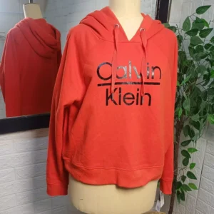 Calvin Klein sweatshirt cropped hoodie orange