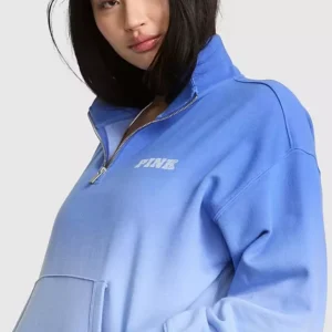 Victoria's Secret PINK quarter-zip sweatshirt featuring a trendy athletic design.