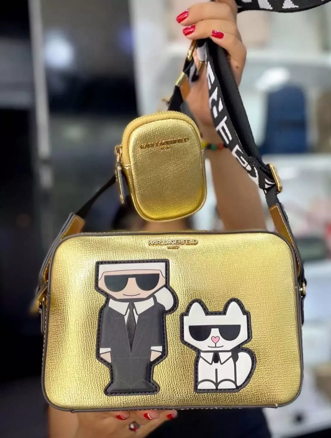 Metallic Karl & Choupette Crossbody