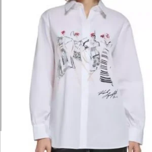 Karl Lagerfeld Paris – Artistic Sketch Button-Down Shirt