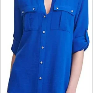 Royal Blue Utility Blouse – Sophisticated Sporty Chic