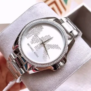 Michael Kors Silver-Tone Crystal Pave Watch