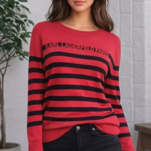 KARL Lagerfeld Paris knit sweater that combines a classic nautical nautical influence