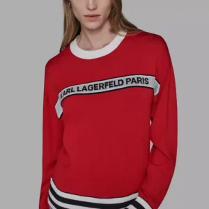 KARL Lagerfeld Paris knit sweater that offers a bold, sporty look