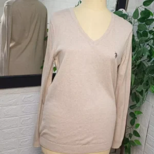 Pullover U.S. POLO ASSN classic V-neck light beige
