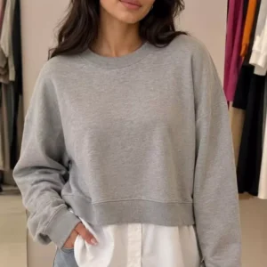 Calvin Klein 2-in-1 Layered Cropped Sweatshirt