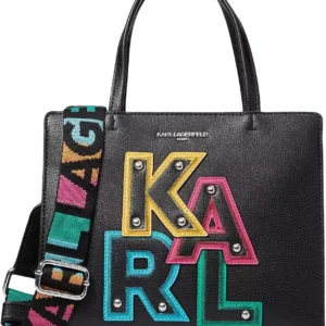 Karl Lagerfeld Tote Bag Black Iconic Rainbow Studded Logo