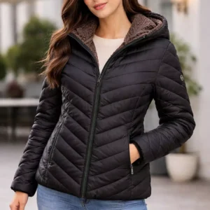 Michael Kors women's chevron-quilted reversible packable puffer jacket