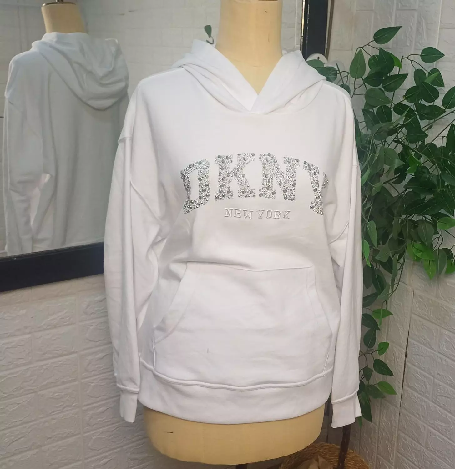 DKNY Rhinestone Logo Hoodie