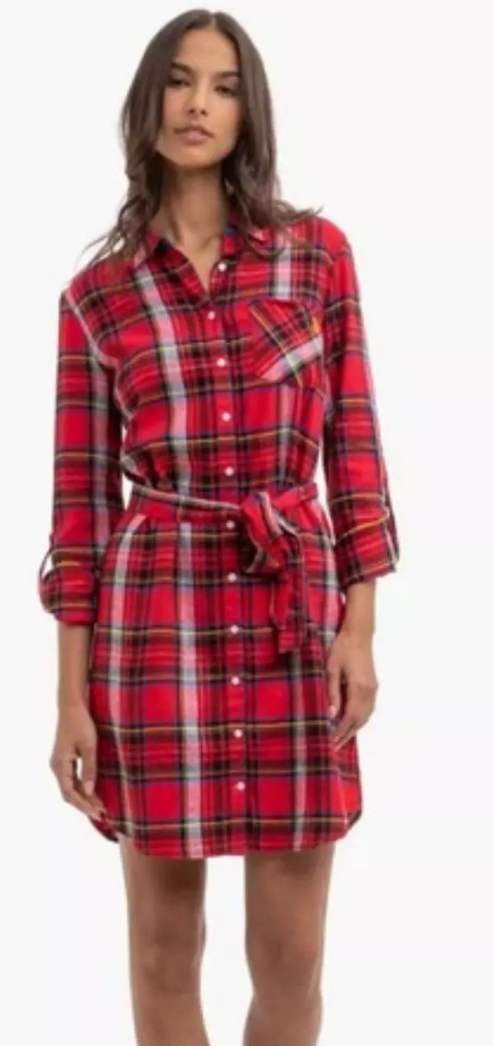 (U.S. polo Assn shirt dress Red Plaid (Tartan