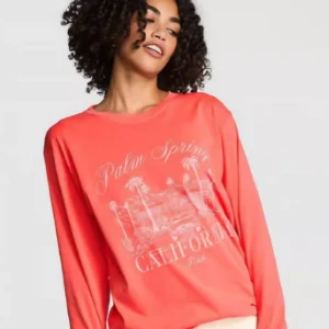 Pink Long-sleeved Cotton T-shirt