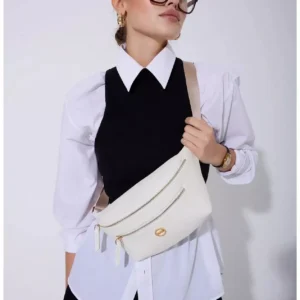 Fossil White Leather Belt Bag
