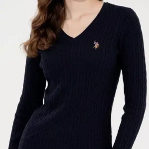 Pullover U.S. POLO ASSN cable-knit texture Solid Black