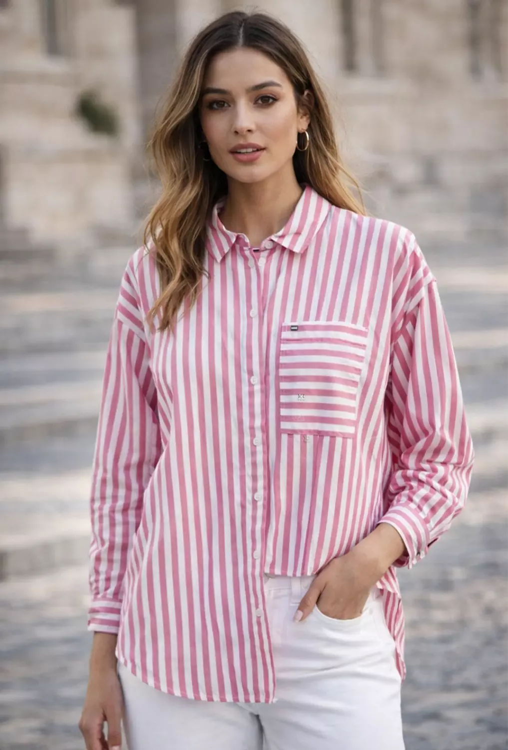 Tommy Hilfiger pink oversized shirt