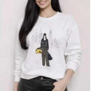 Dkny Casual White Graphic Sweatshirt