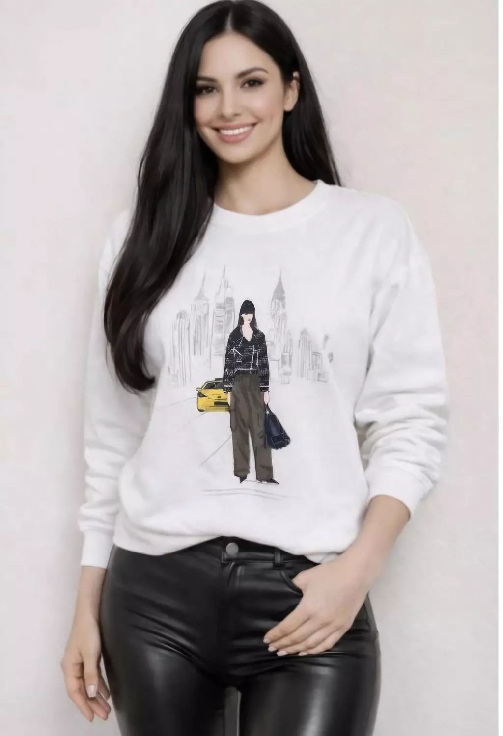 Dkny Casual White Graphic Sweatshirt
