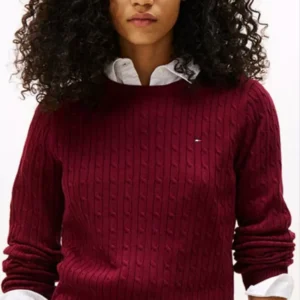 Tommy Hilfiger  classic cable-knit sweater  burgundy