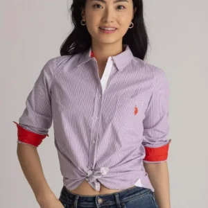 U.S. Polo Assn. Women’s Striped Tie-Front Shirt