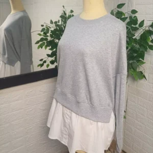 Calvin Klein sweatshirt a tow_in-one faux layered sweatshirt  grey and white