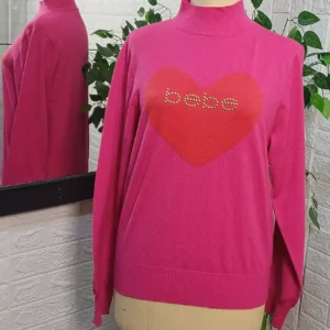 Bebe long sleeve knit pullover hot pink