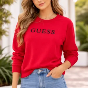 GUESS WOMEN’S Sequin Logo Sweatshirt _Red