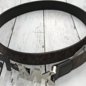 MICHAEL KORS MONOGRAM LOGO BELT derk brown