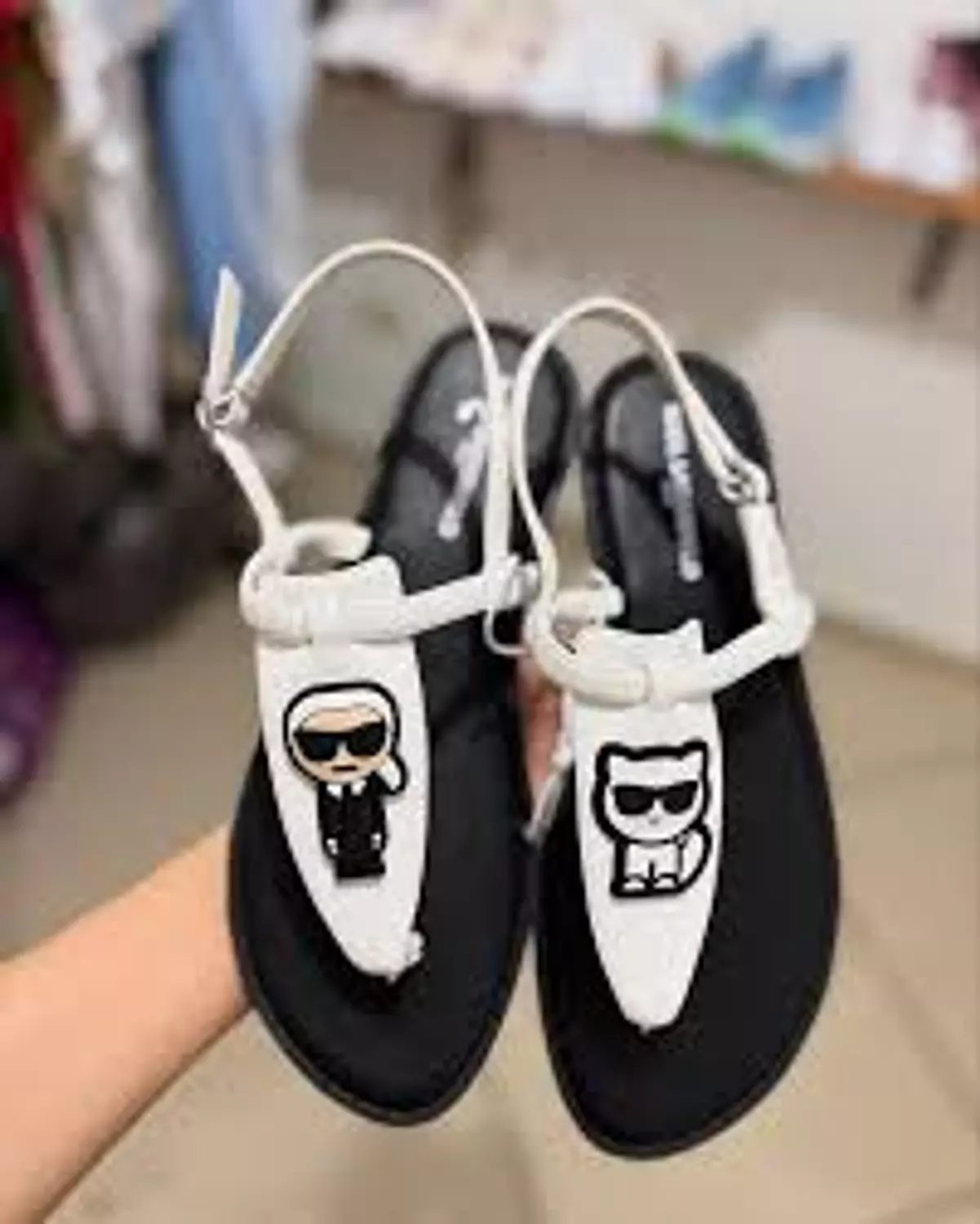 Karl Lagerfeld Black & White Character Sandals