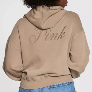 A full-zip hoodie with a relaxed, oversized fit and dropped shoulders for a casual look.