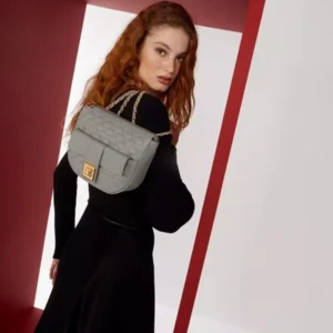 Pierre Cardin Quilted Chain Shoulder Bag – Grey