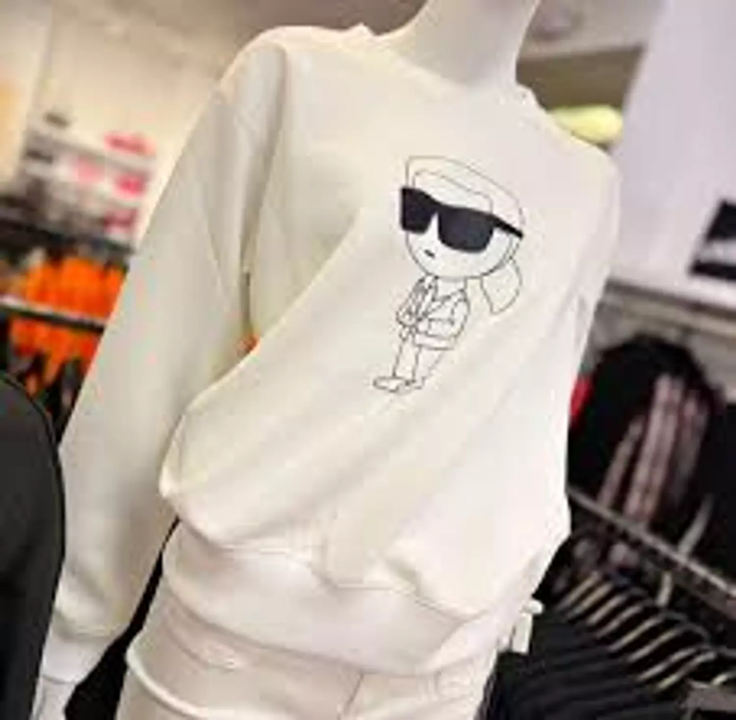 Karl Lagerfeld Women’s White Sweatshirt – Iconic Cartoon Print - Image 2