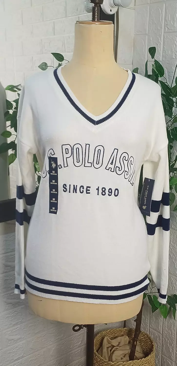 V Neck Sweater A white knit sweater by U.S. polo Assn - Image 2