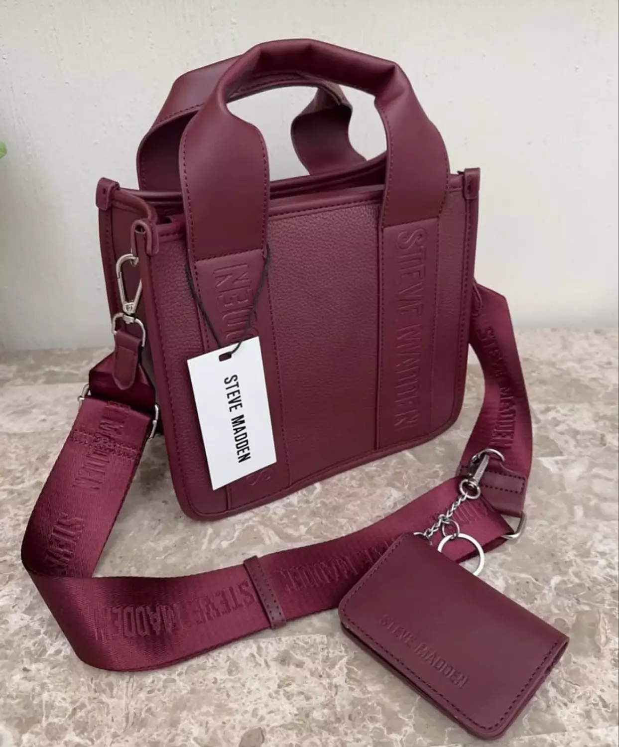 Steve Madden Deep Burgundy Tote with wallet - Image 2