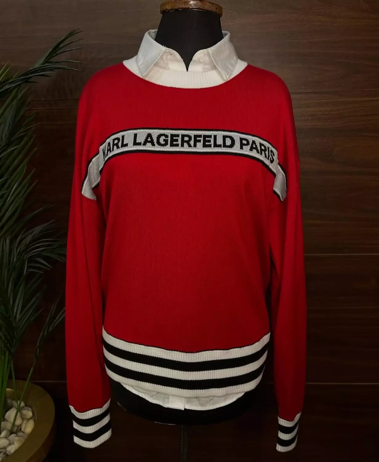 KARL Lagerfeld Paris knit sweater that offers a bold, sporty look - Image 2