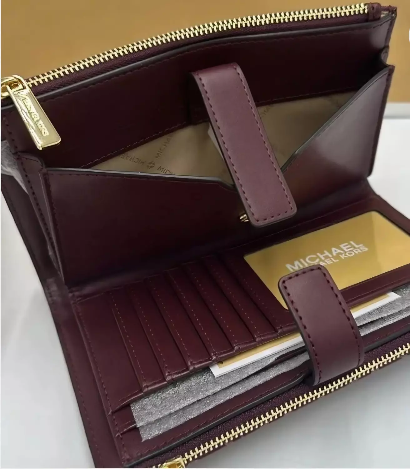 Michael Kors Jet Set Travel Lg Double-Zip Wristlet-Wallet-PhoneHolder Oxblood - Image 2