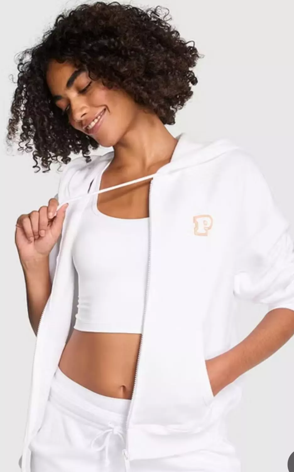 Classic Zip-up hoodie Solid white - Image 2