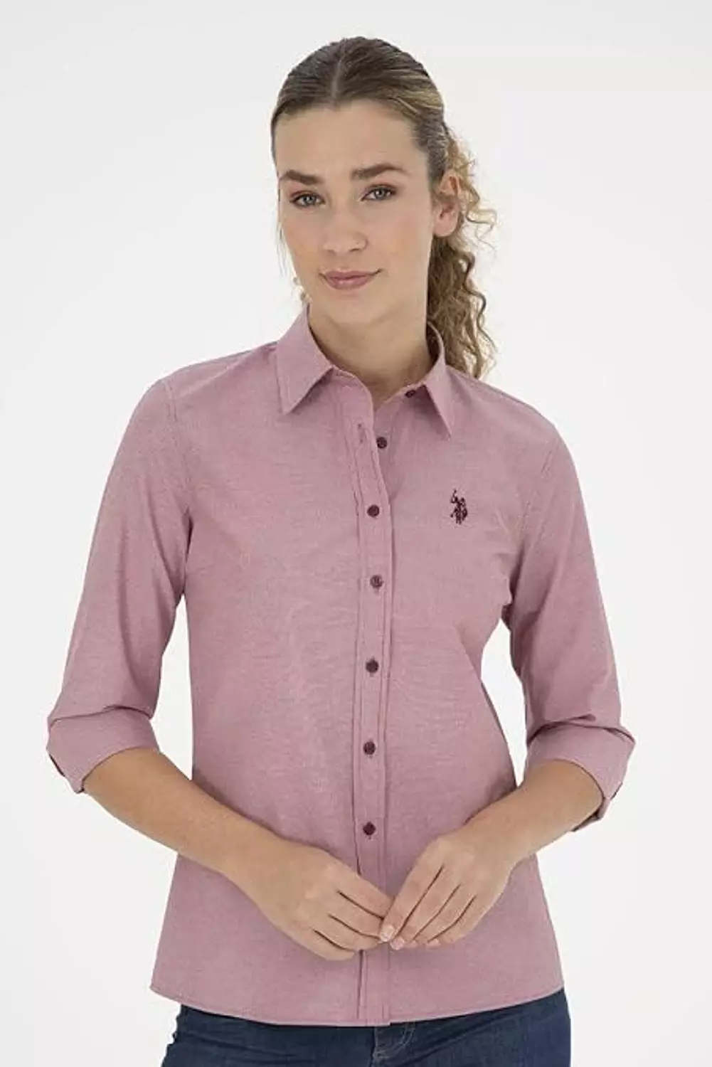 U.S. Polo Assn. Women’s Fitted Shirt – Dusty Rose - Image 2