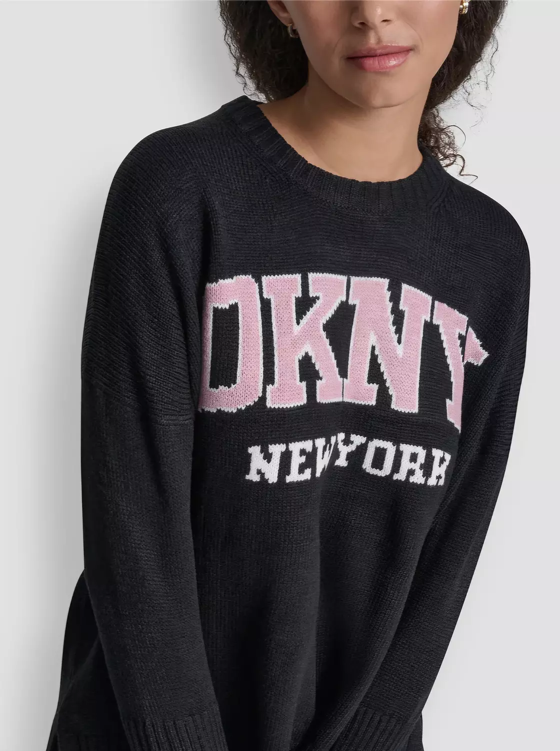 Dkny pullover Classic Black Oversized logo in dusty pink - Image 2