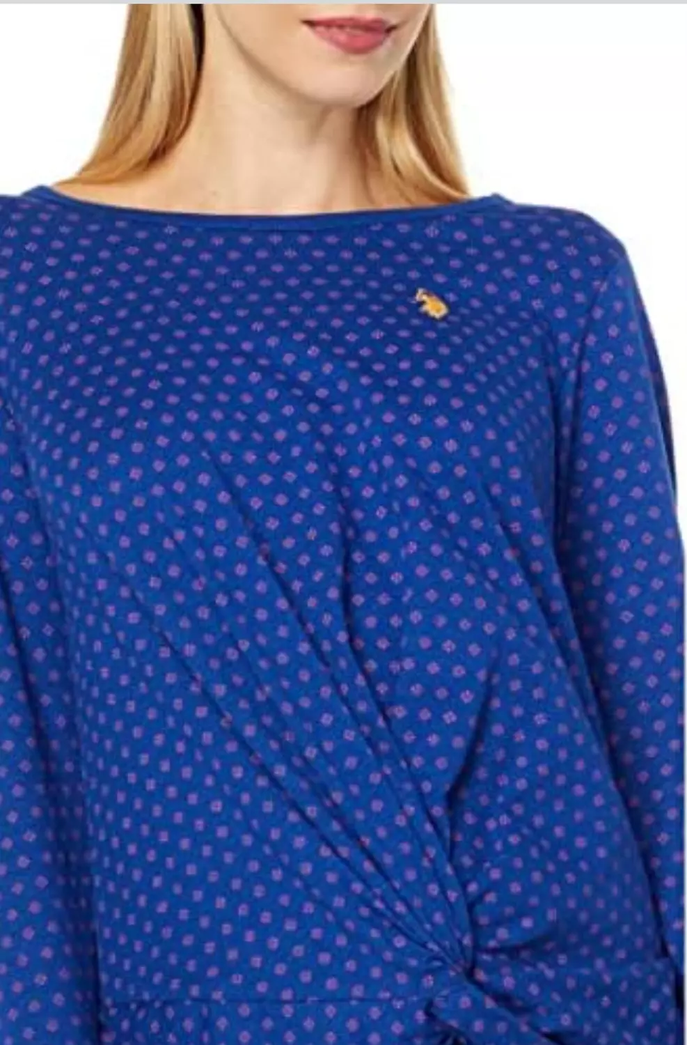 U.S. Polo Assn. Blue Floral Twist-Knot Top - Image 3