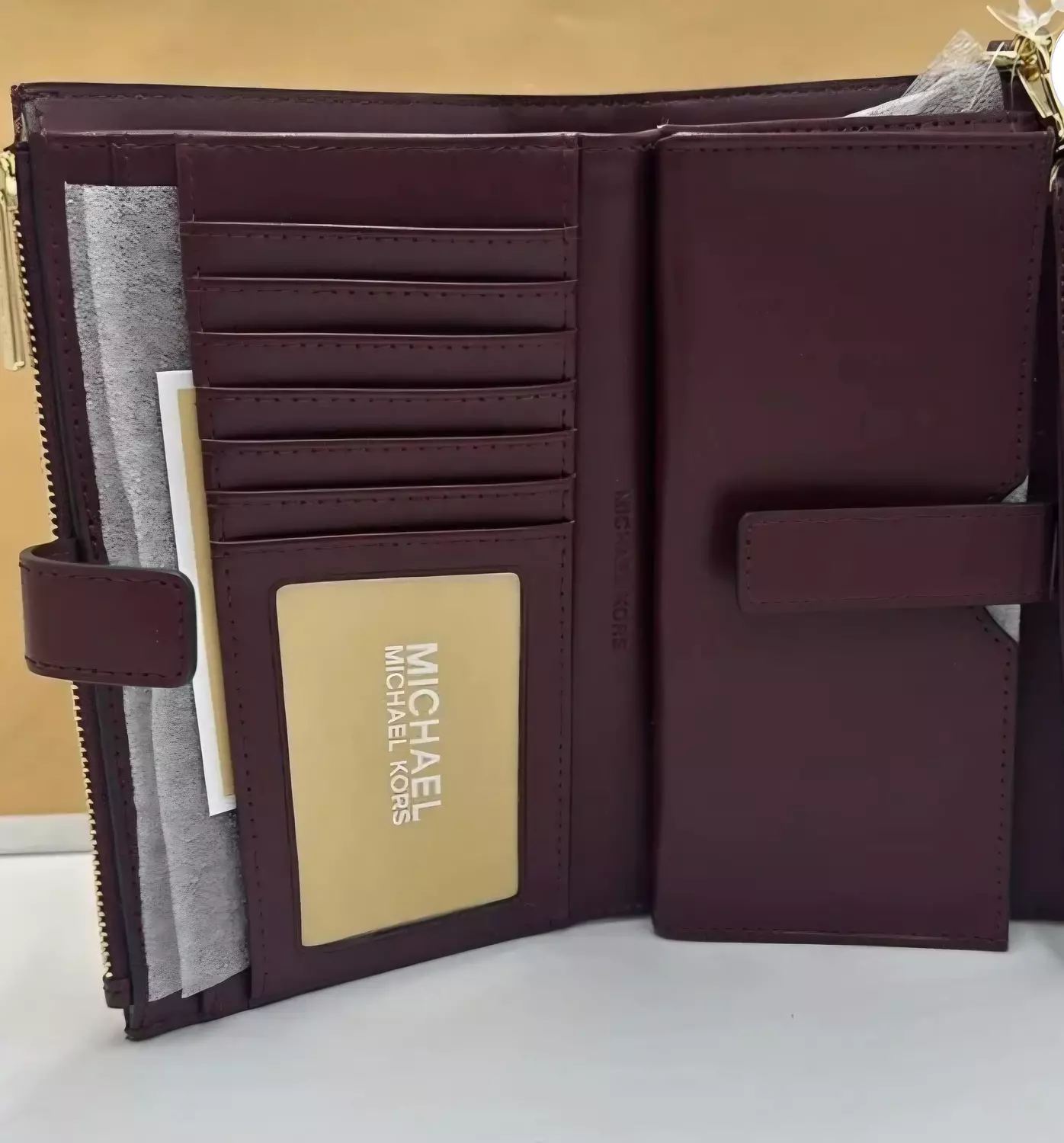 Michael Kors Jet Set Travel Lg Double-Zip Wristlet-Wallet-PhoneHolder Oxblood - Image 3