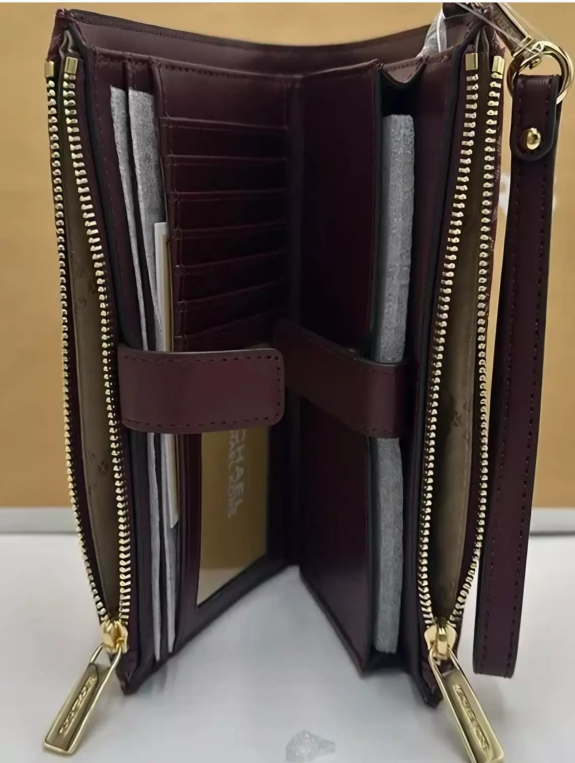Michael Kors Jet Set Travel Lg Double-Zip Wristlet-Wallet-PhoneHolder Oxblood - Image 4