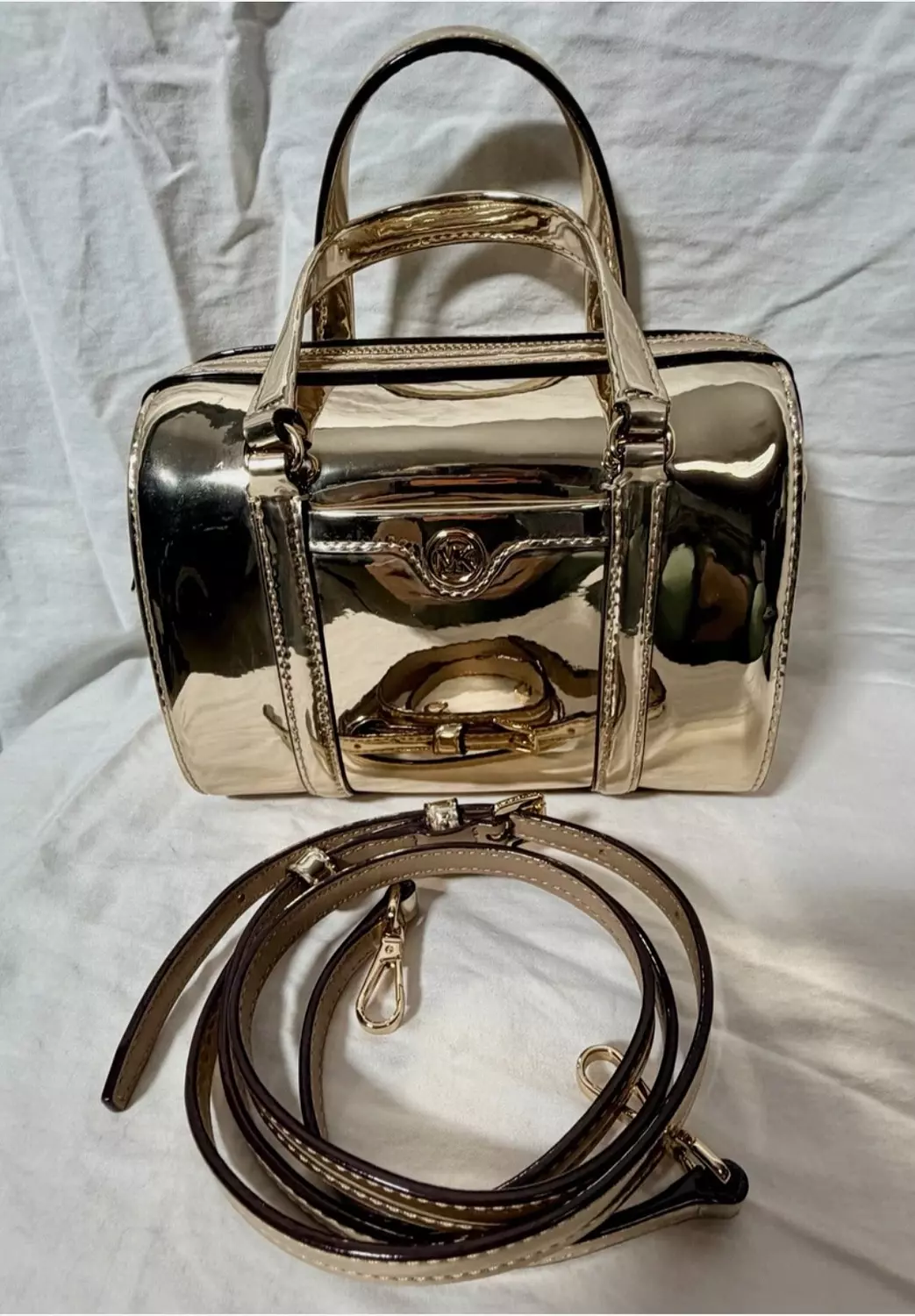 Michael Kors Metallic Satchel - Gold - Image 4